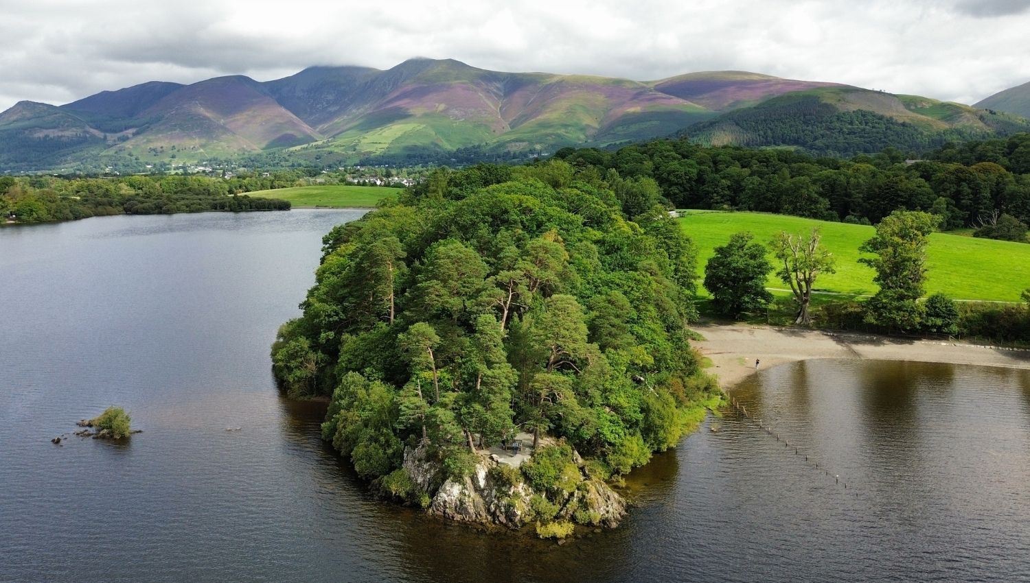 Aerial View Friars Crag Derwent Water and Skiddaw